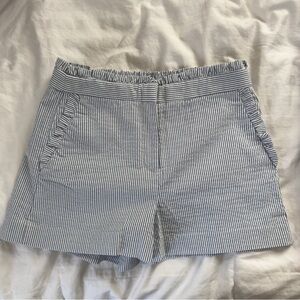 J. Crew Gingham Blue and White Striped Shorts